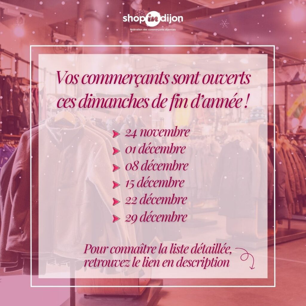 Commerces ouverts les dimanches de décembre